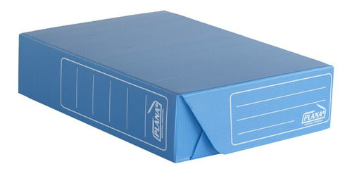 Plana Caja De Archivo Plástica A4 Plana 33x24x9 Cm Azul Pack X 10 0