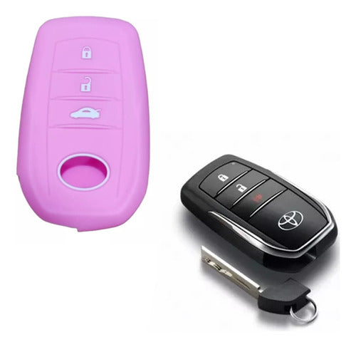 NL Cubre Volante + Funda Llave Silicona - Toyota 3 Botones Rosa 4