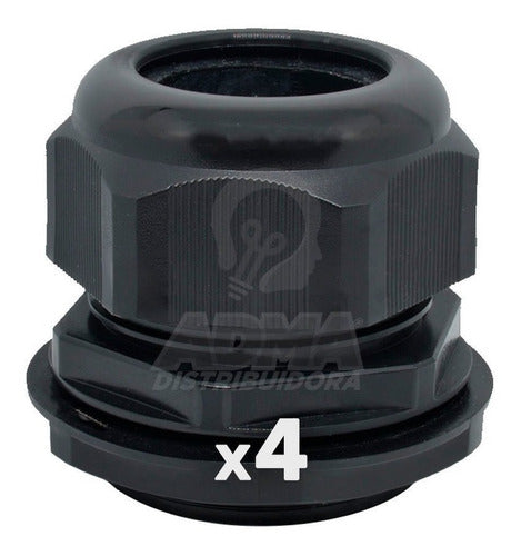 Adma Prensacable Plastico 1 3/4 Ajuste 22 A 32mm Negro Conico X4 1