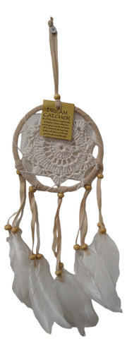 Handmade Small White Crochet Dream Catcher with Feathers 31 cm 0