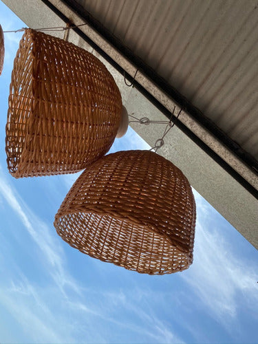 Set of 2 Hand-Woven Wicker Pendant Lamp Shades 30 x 30 Ready to Hang 6