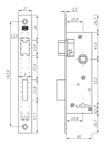 Andif Aluminum Door Lock 857/40 = 206, 121 3