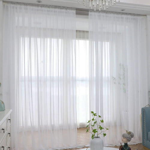 Ltec Ivory Translucent Window Curtains, 2 Panels 0