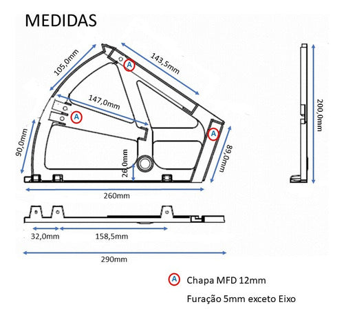 Kit Articulador P/ Sapateira Duplo Móveis Articulação Preto 2