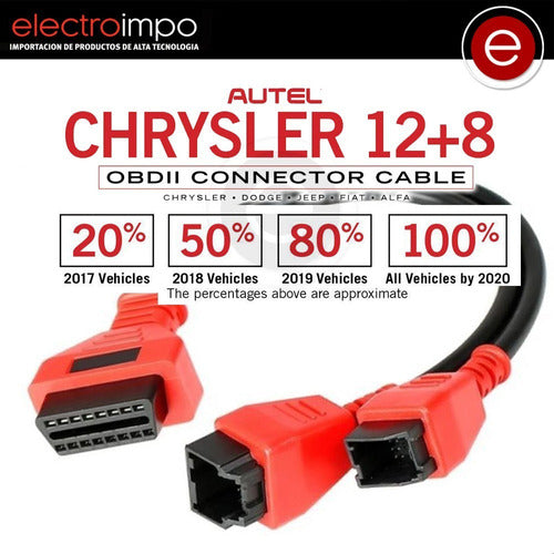 Autel Chrysler Fiat FCA 12 + 8 Pin OBD2 Adapter Cable 2