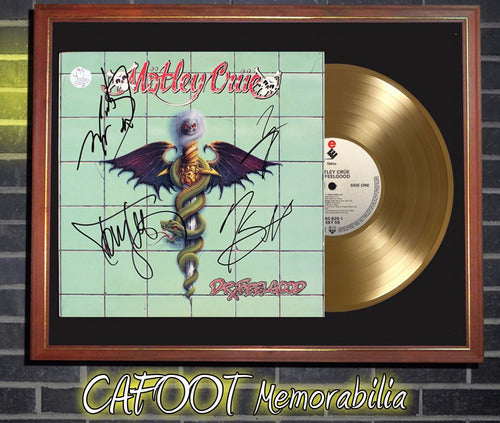 Motley Crue Dr. Feelgood Signed Album Cover Gold Record 0