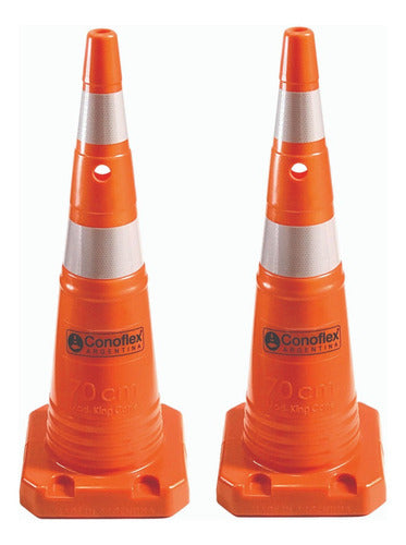 2 Pack Flexible Orange Traffic Cone 70 cm with Rigid Base by Conoflex 0