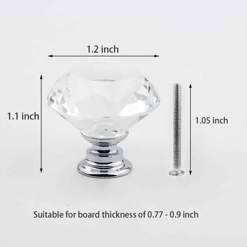 GODECOR 5 Pcs Crystal Glass Cabinet Knobs - 30mm Diamond Shape Pulls Handles for Drawer Dresser Kitchen Cabinets Wardrobe Bathroom Cabinet Desk - YL00008 (Clear) 1