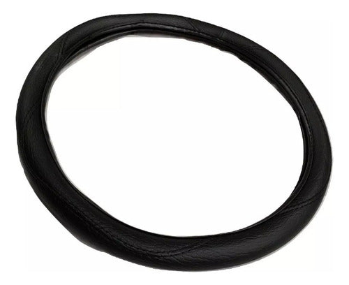 Black Eco Leather Steering Wheel Cover with Stitching 40 Cm Pickup Truck 0