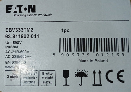 Chave Seccionadora Tripolar Vertical  N H 03 - 630 A  690 V 1