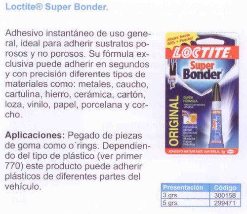 Loctite Super Bonder 5gr Adhesivo Instantaneo Uso General 1