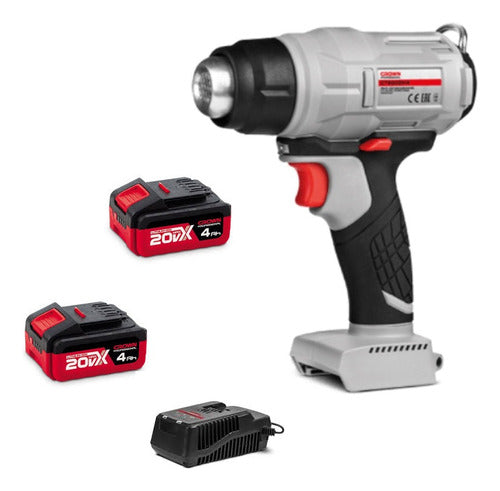 Crown Heat Gun 20V + 2 Batteries 4.0Ah and Charger CT6 0