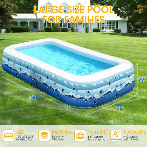 Piscina Inflable Extra Grande Con Bomba, 130  X72  X22  Pisc 2