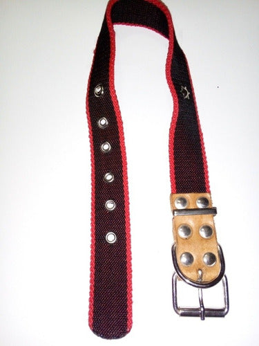 Natural Leather Dog Collar 3x55cm - Black and Red 0