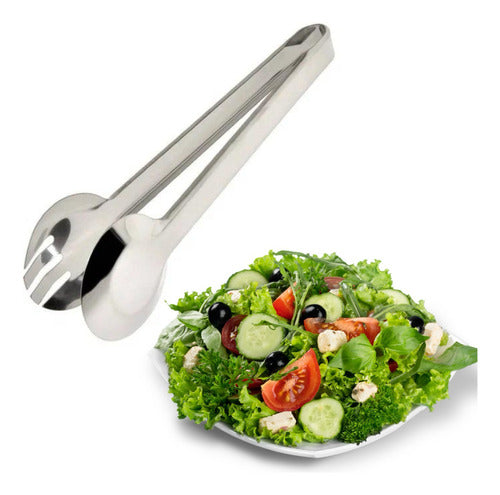 Pinça Pegador Universal Saladas Carnes Lanches Em Aço Inox 1