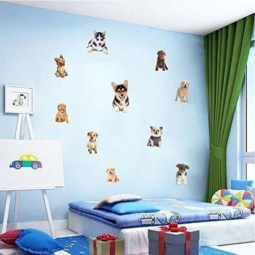 Yineco 3d Perro Etiqueta De La Pared 17 Piezas Pegatinas Par 3