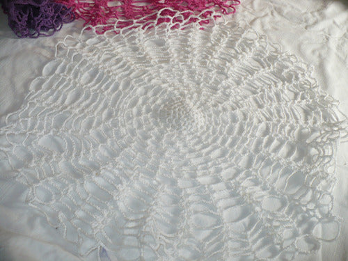 Set of 3 Crocheted Circular Openwork Decorative Doilies X3 2