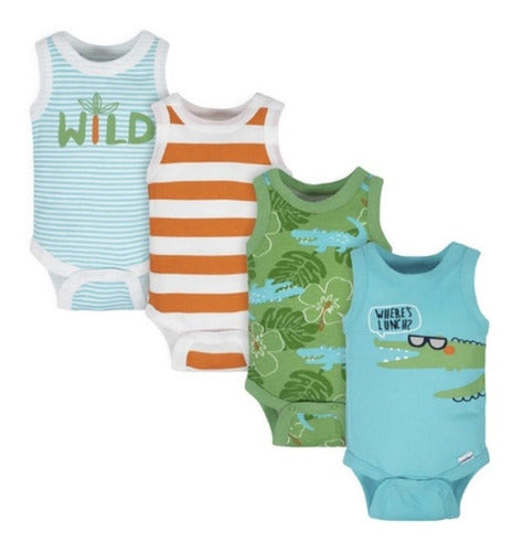 Gerber Pack of 4 Babies' Muscle Style Bodysuits Cienaga 0