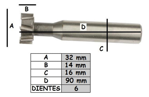 Fresa T-631 Metal Diámetro 32mm Alto 14mm Recta Fubral 0