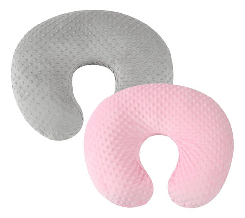 Fundas Almohada Lactancia Compatible Boppy Pack X2 Gris/rosa 0