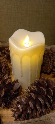 LED Candle with Melted Wax Effect and Flickering Flame - 15 x 9 cm 1