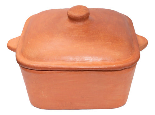 Large Handcrafted Clay Square Paella or Stew Pot 0