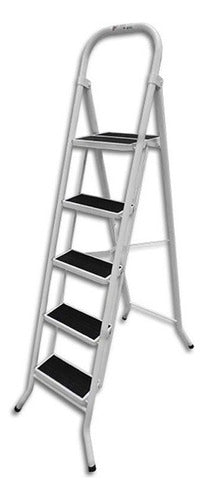 Kevin Foldable Metal Ladder with 5 Steps, Non-Aluminum Family Use 0