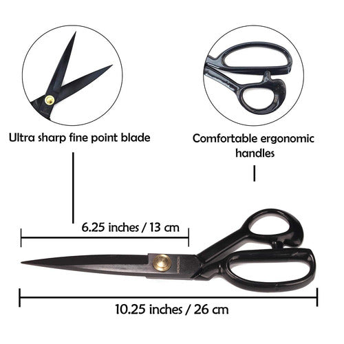 Professional Dressmaking Fabric Scissors - Industrial High Carbon Steel - 10 Black 1