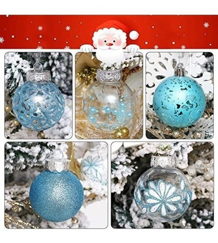 Adornos De Navidad Set De 30 Bolas Para Arbol Transp Azul 4