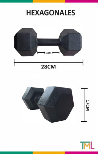 Tourmalhyn Hexagonal PVC Plastic Dumbbell 10 Kgs Fitness Gym 1