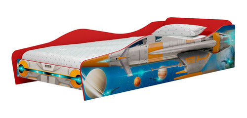 Cama Auto Space Plus Niños Espacial Cohete Estrellas 0