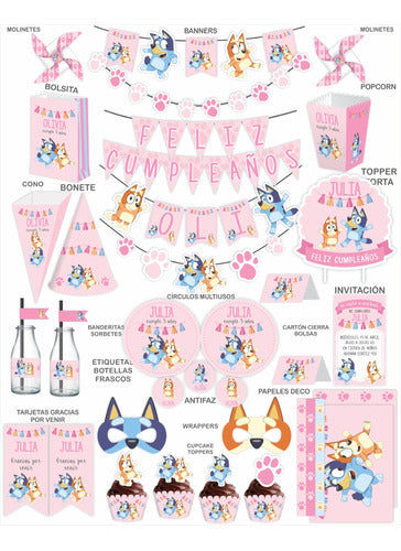 Boom - Bluey Pink Printable Birthday Decoration Kit 2