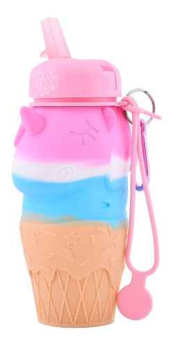 Footy Children's Silicone Bottle 500ml Ice Cream Pink Cap 0