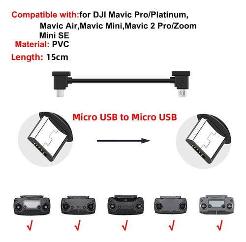 Cabo Otg 15cm  Micro Usb  Controler Drone Dji Mavic E Spark 7