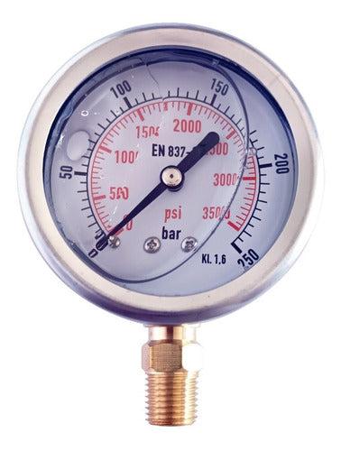 JMG Hidráulica Manometer with Glycerin 0-250 Bar Bottom Connection 63mm 1/4 NPT 0