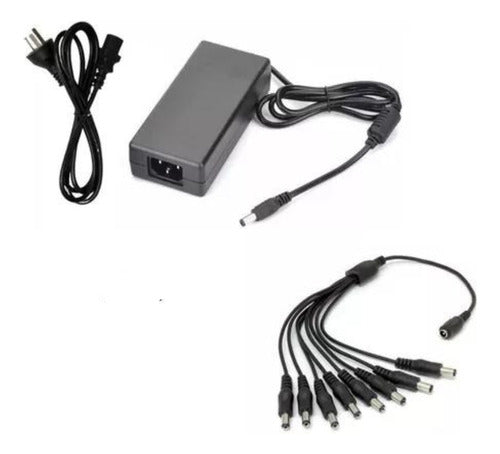 12V 5A Power Supply + 1x8 Splitter Ideal for Powering 8 CCTV Security Cameras 0