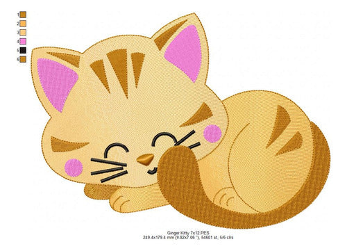 Embroidery Machine Animal Cat Kitten Orange Matrix 741 6