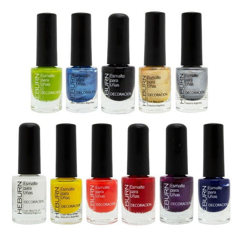 Heburn Kit X11 Nail Art Creamy and Pearlescent Nail Polishes 0