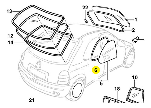 Burlete Vidrio Fijo Trasero Orig Chevrolet Corsa 3 Puertas 2