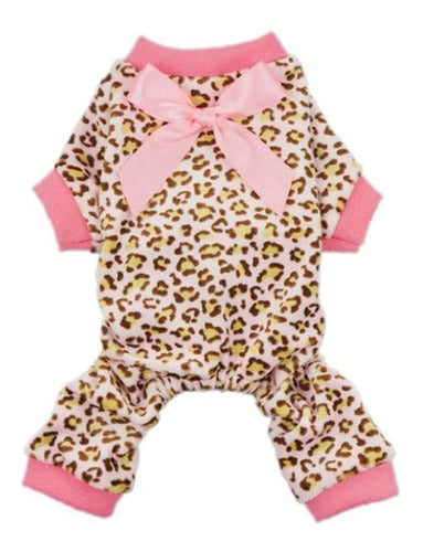 Fitwarm Velvet Dog Jumpsuit with Leopard Print 0