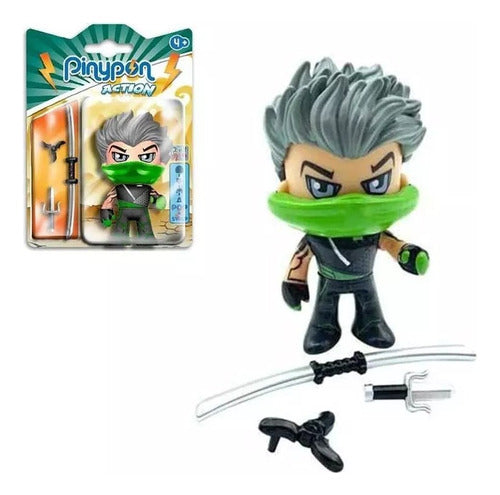 Pinypon Action Ninja Figure with Accessories Green Pnc29000 0