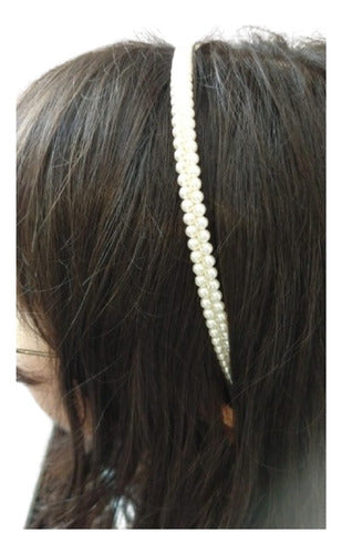 Carey Double Pearl Gold Headband for Weddings and Events 5