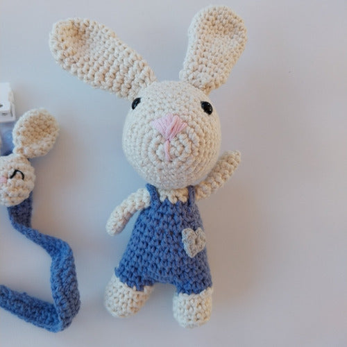Handmade Crochet Combo: Rattle + Security Blanket Toy + Pacifier Holder 4