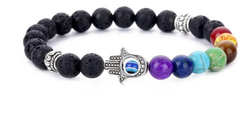 IV Store Pulsera Fatima Ojo Turco Piedras Volcanicas 7 Chakras 2