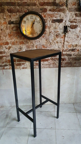 Mesa Barra Bar Industrial 60x40x105 Hierro Y Madera Desayuno 2