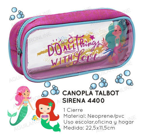 Talbot Simple Canopla Pencil Case Pink Mermaid School 1