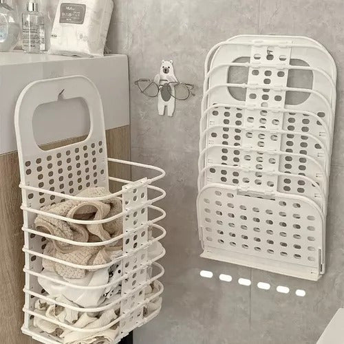 Ganga Shop Multifunctional Foldable Shower Shelf & Laundry Basket 2