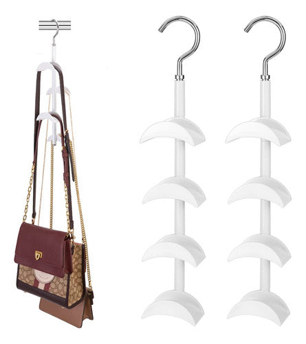 Cinpiuk 2 Purse Hangers For Closet - 4 Hooks - White 0