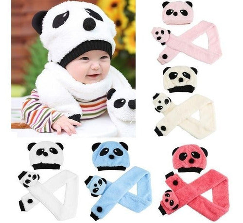 Baby Set De Gorro Y Bufanda Oso Panda Para Bebe, Niño O Niña 4