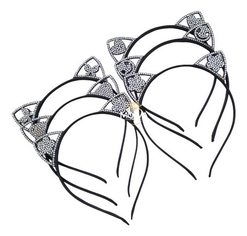 Girls Headbands Pack of 6 Units with Ear Shape Strass Embellishments 0